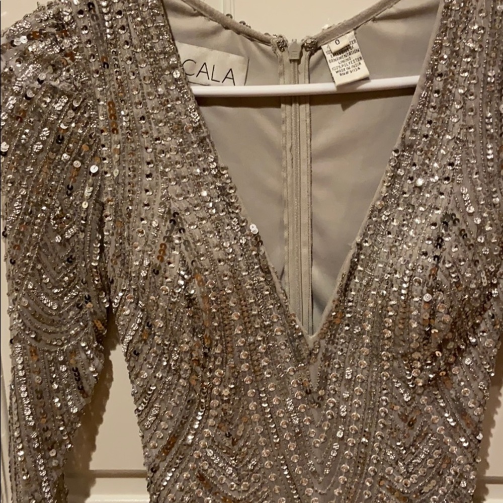 Scala long sleeve silver beaded gown - Picture 5 of 5